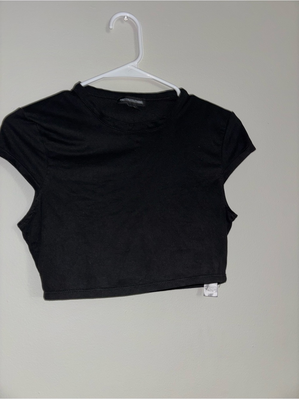 Black Cropped Crewneck Tee - Women
